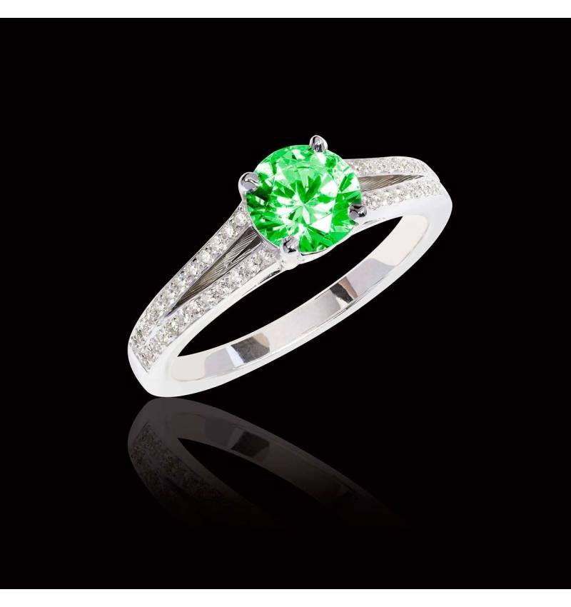 玛丽 祖母绿蓝宝石订婚戒指