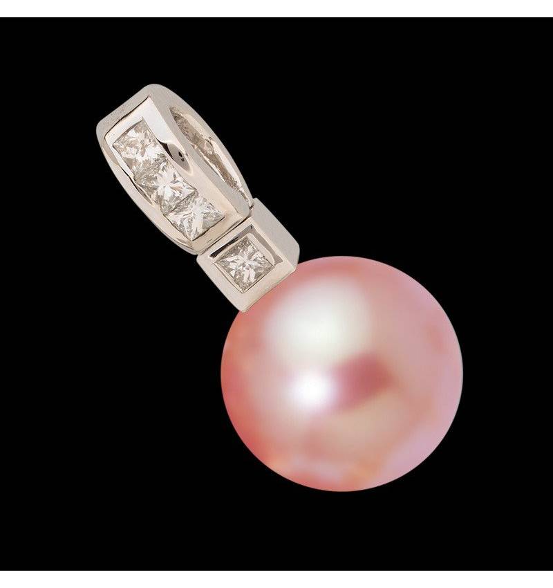 波拉公主粉珍珠镶嵌钻石吊坠